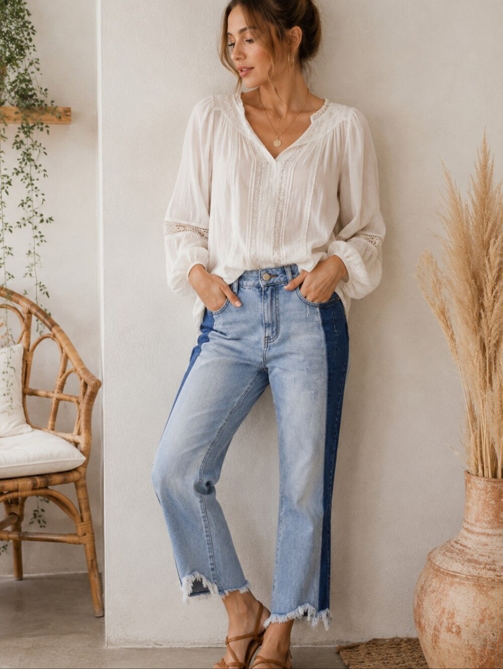 Show Me Your Mumu Brooklyn High Waist Tuxedo Tonal Striped Jeans Size 26